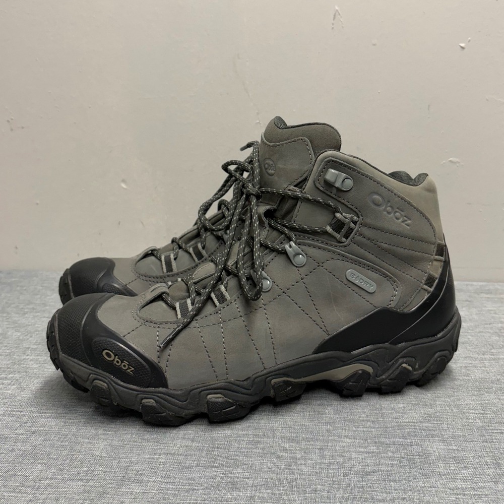 Oboz Bridger Mid B-Dry Hiking Boots Mens 10.5 Gray Waterproof Leather T34